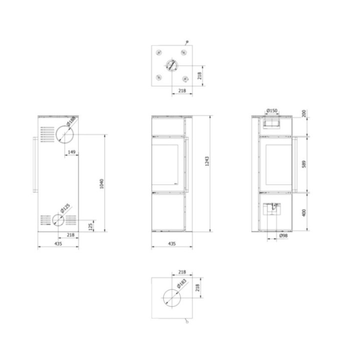 Poele à bois TORA 8Kw panneau de verre blanc
