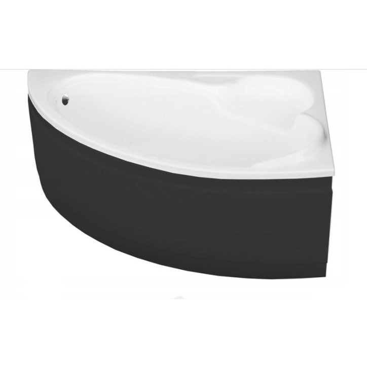 Vasca angolare destra BIANCA 150 x 95 cm con grembiule NERO
