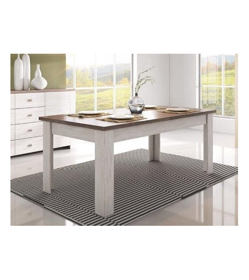 Table salle à manger ASSELIA truffe et blanc