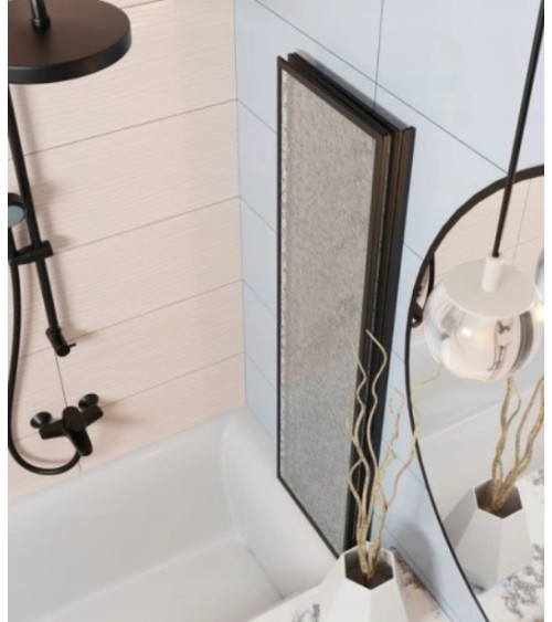 Baignoire asymétrique avec tablier noir INTEGRA 150 cm+ pare baignoire