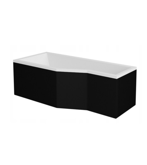 Vasca da bagno asimmetrica INTEGRA con grembiule nero 170cm + schermo da bagno
