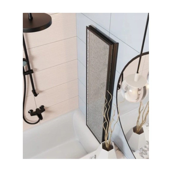 Baignoire asymétrique avec tablier noir INTEGRA 170cm + pare baignoire