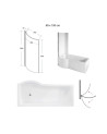 Baignoire INSPIRO tablier noir 150 cm + pare baignoire