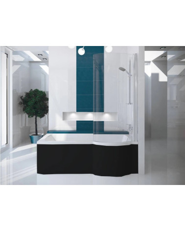 Baignoire INSPIRO tablier noir 160 cm + pare baignoire