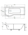 copy of Baignoire INSPIRO tablier noir 150 cm + pare baignoire