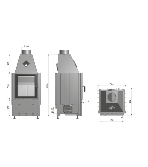 Insert à bois Smart 1VT 45 cm