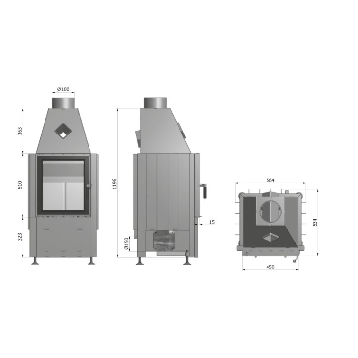 Fogão a lenha Smart 1VT 45 cm