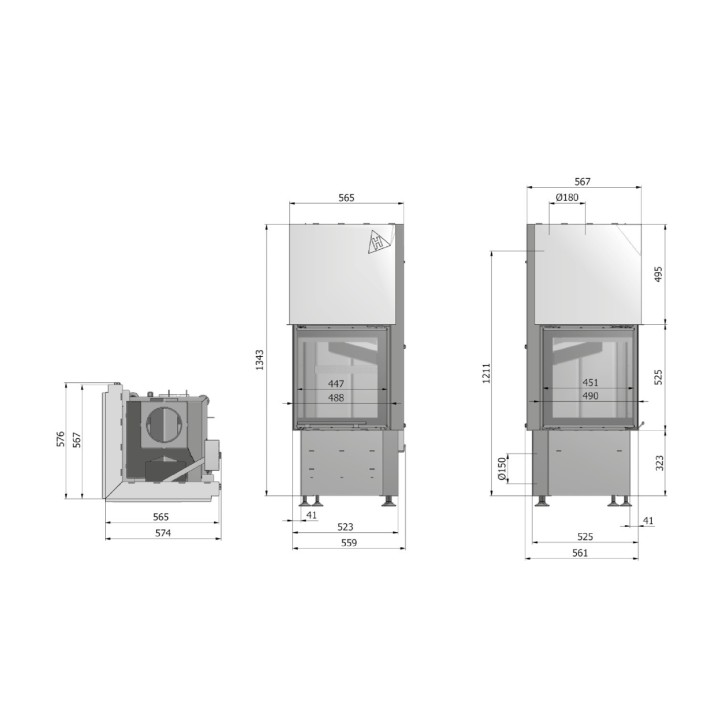 Fogão a lenha de canto Smart 2P/LTh 57 cm