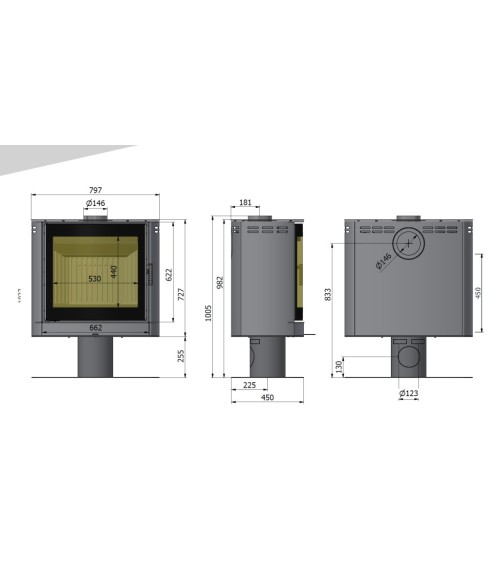 Poêle à bois ELIPSE gris