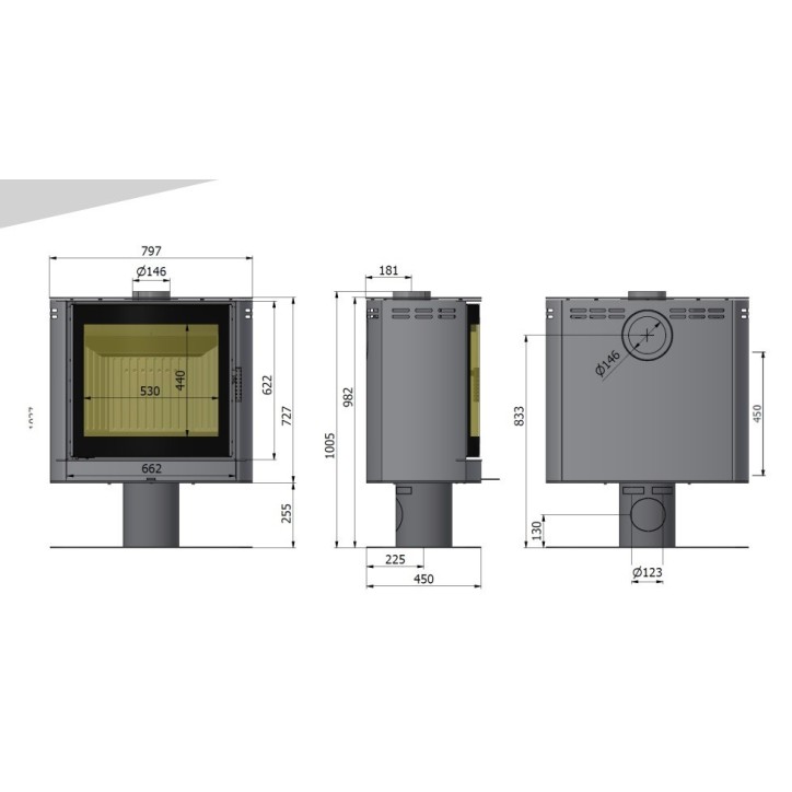 Poêle à bois ELIPSE gris