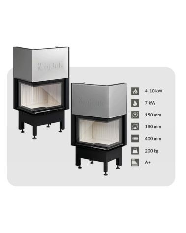 Insert à bois d'angle Smart 2L/PXTh 66 cm