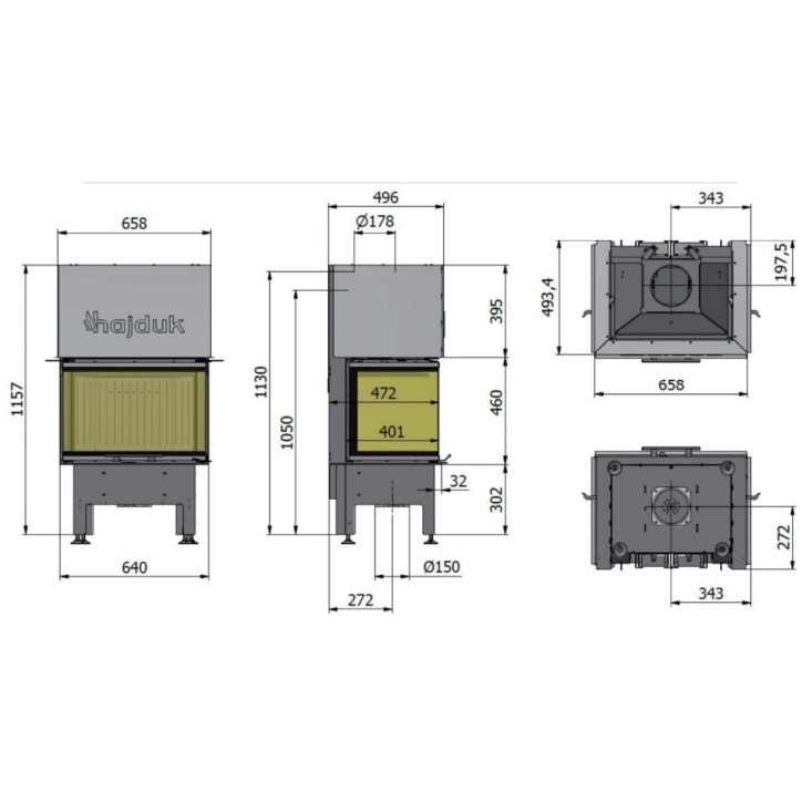 Insert à bois Smart 3XTh 64 cm Insert à bois Smart 3XTh 64 cm