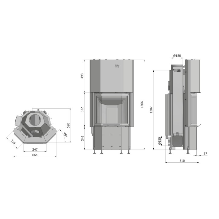 Bruciatore a legna Prisma Mh 66 cm