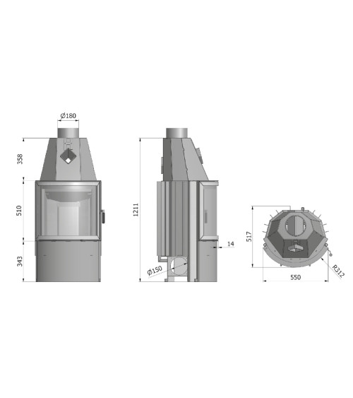 Estufa de leña Prisma MR 55 cm