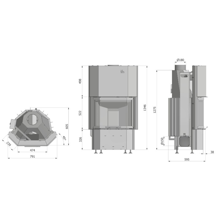 Bruciatore a legna Prisma Kh 79 cm