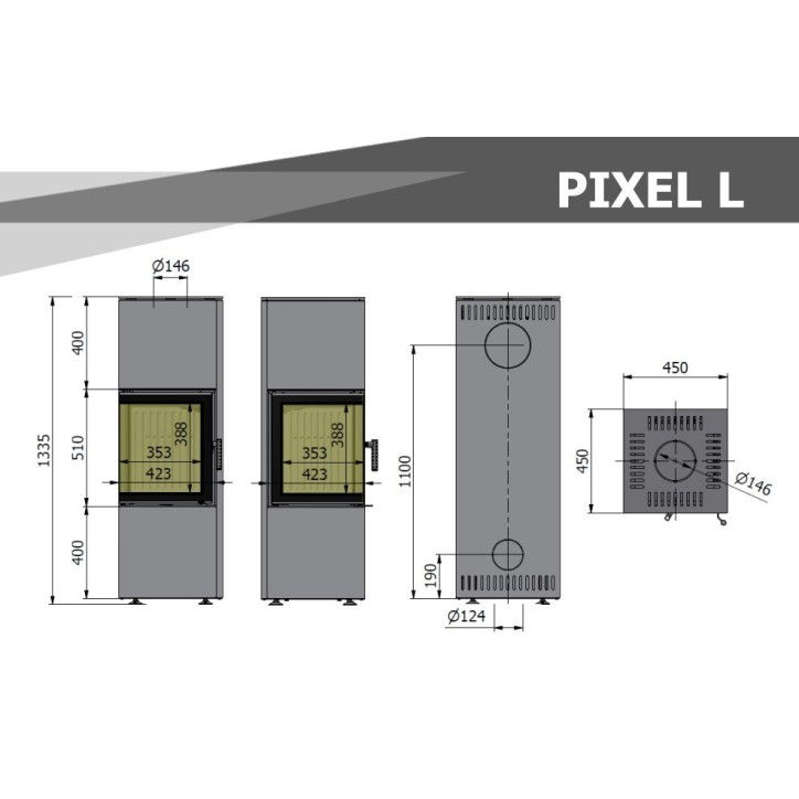Poêle à bois PIXEL L gris