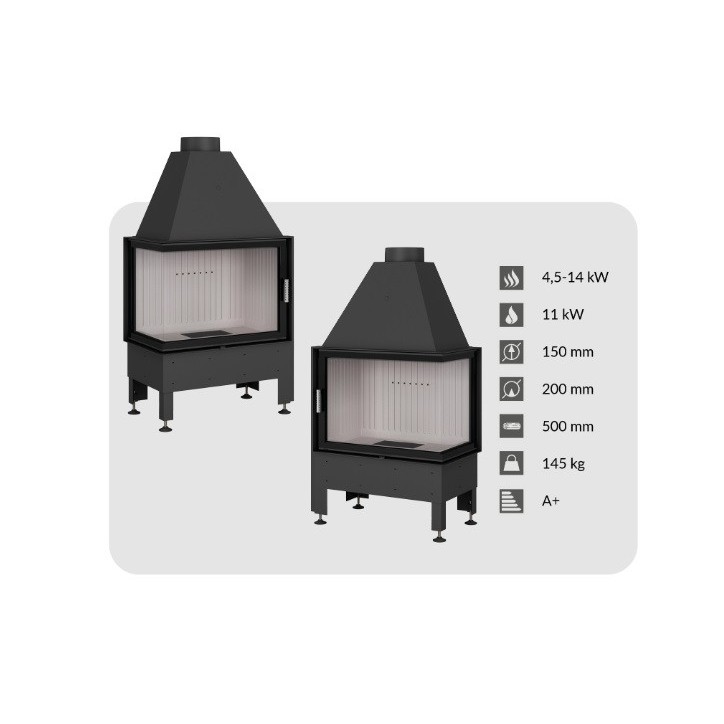 Insert à bois d'angle Volcano 2L/PT-S 73 cm Insert à bois d'angle Volcano 2L/PT-S 73 cm