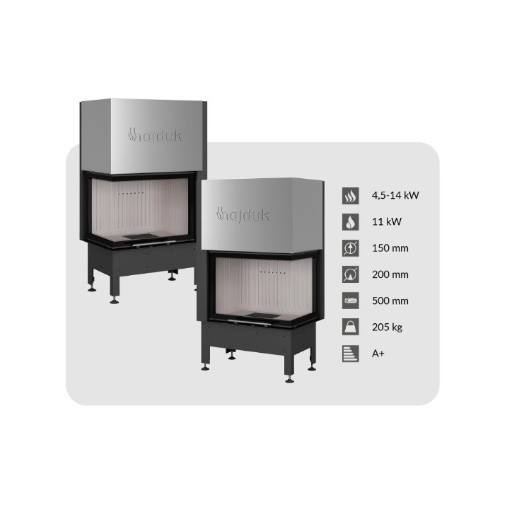 Insert à bois d'angle Volcano 2L/PTh-S 80 cm