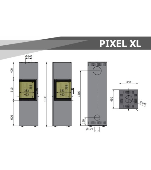Poêle à bois PIXEL XL gris