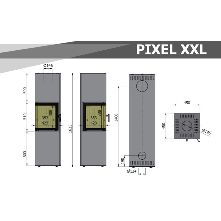 Poêle à bois PIXEL XXL gris