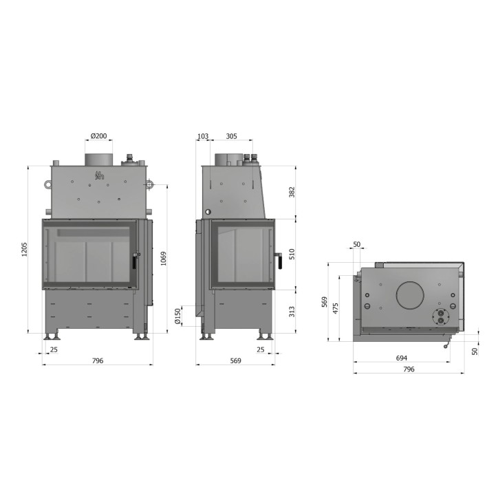 Inserto angolare Volcano hydro WL/PT-12 80 cm
