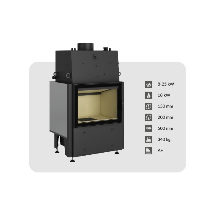 Inserto idro Volcano WT-18 da 78 cm con doppio vetro piano