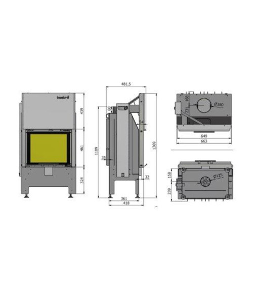 Insert à bois Heatro 55H- 66cm
