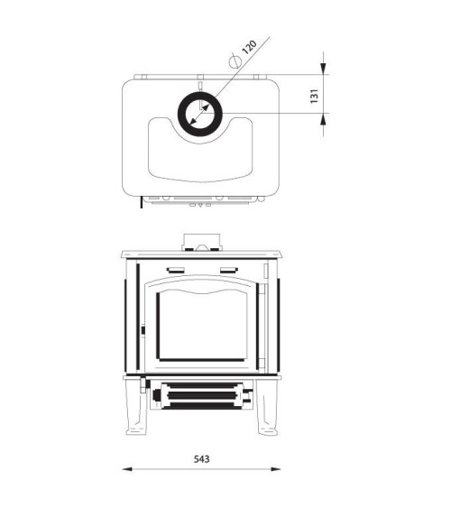 Poêle à bois L-ornament short avec clapet