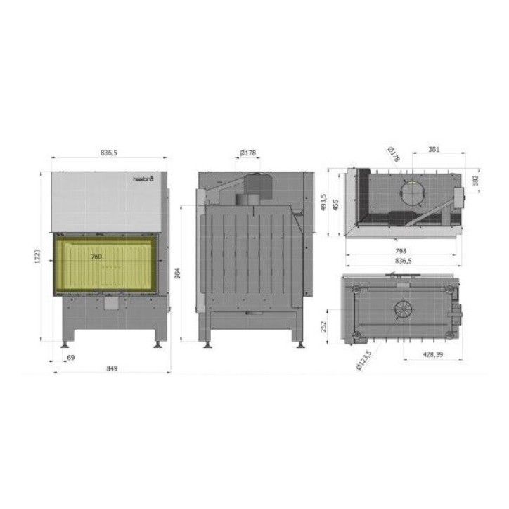 Insert à bois d'angle Heatro 69LH- 85cm