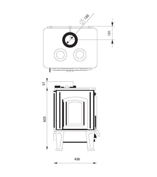Poêle à bois L-ornament short kitchen avec clapet