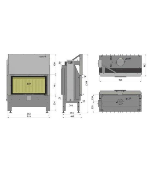 Insert à bois Heatro 81H- 92cm
