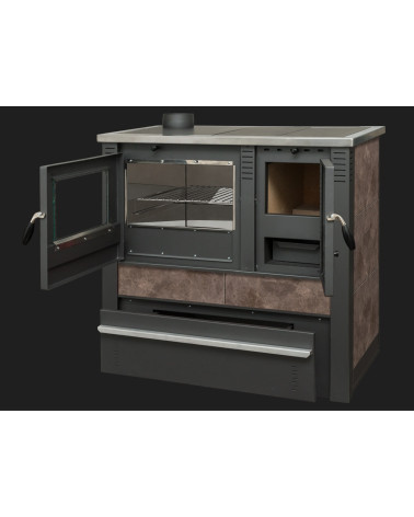 Cuisinière à bois + four PANONIA moka 90 cm