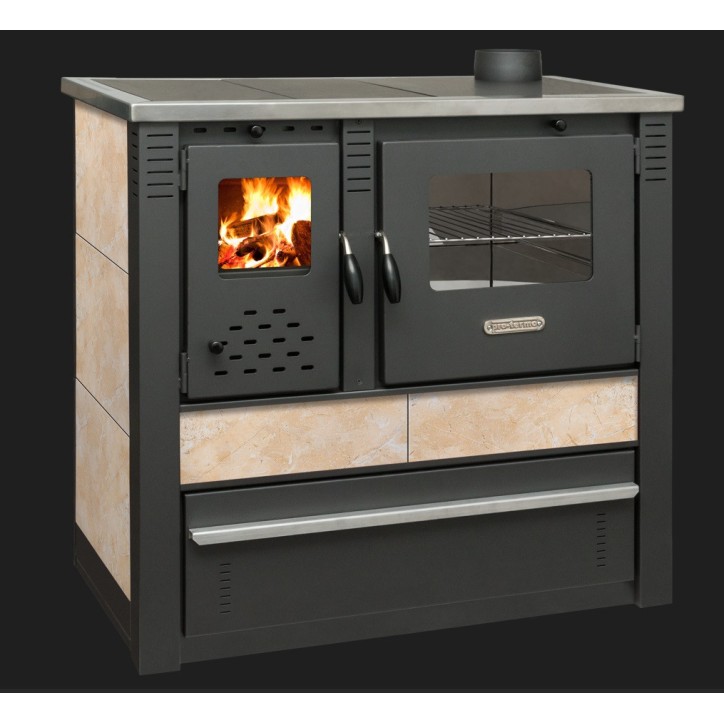 Cocina de leña PANONIA beige + horno 90 cm