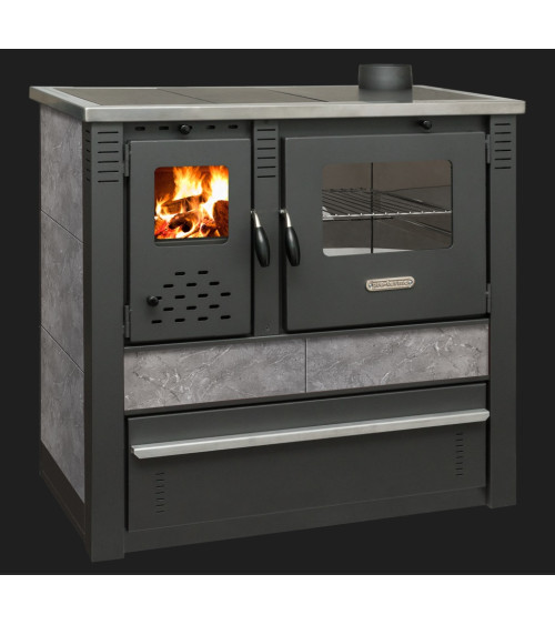 Cuisinière à bois + four PANONIA gris 90 cm