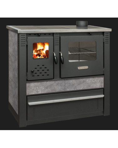 Cuisinière à bois + four PANONIA gris 90 cm