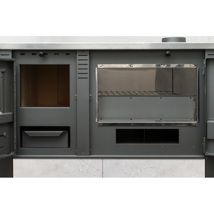Cuisinière à bois + four PANONIA gris 90 cm