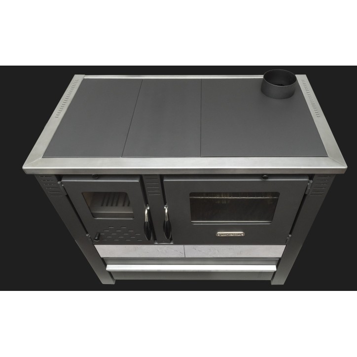 Cuisinière à bois + four PANONIA gris 90 cm