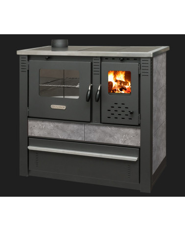 Cuisinière à bois + four PANONIA gris 90 cm