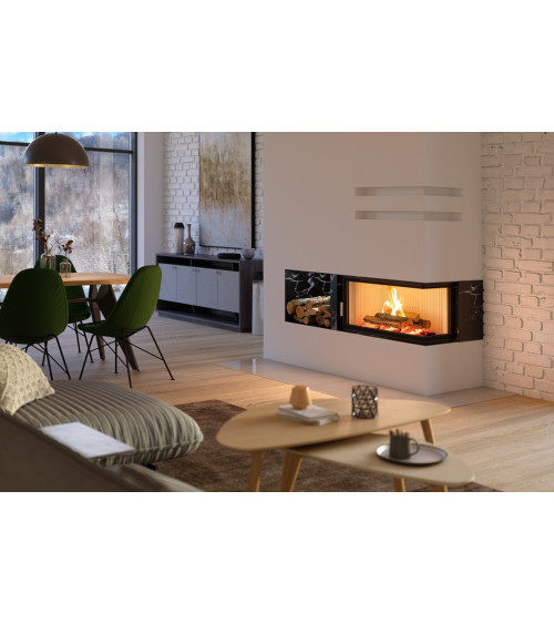 Fogão a lenha de canto Heatro 81L/P preto- 92cm