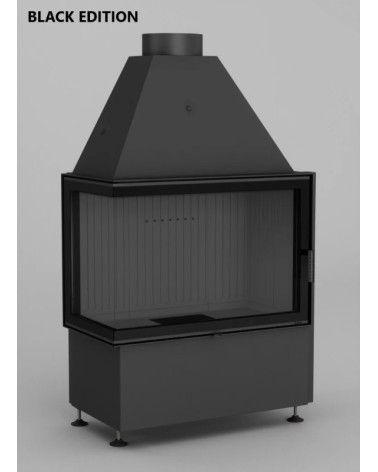 Bruciatore a legna angolare Volcano 2L/PAT nero 80 cm