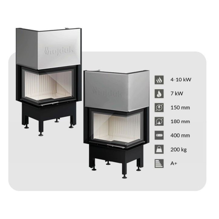 Insert à bois d'angle Smart 2L/PXTh noir 66 cm