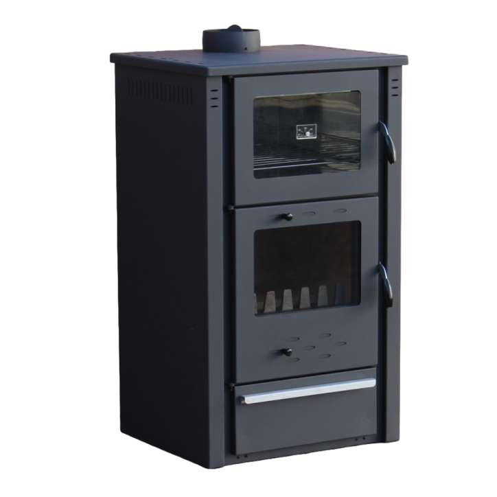 Stufa a legna & forno nero 60 cm - 12 kw