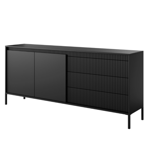 TV-meubel Odense licht eiken, zwart en gehard glas 154 cm