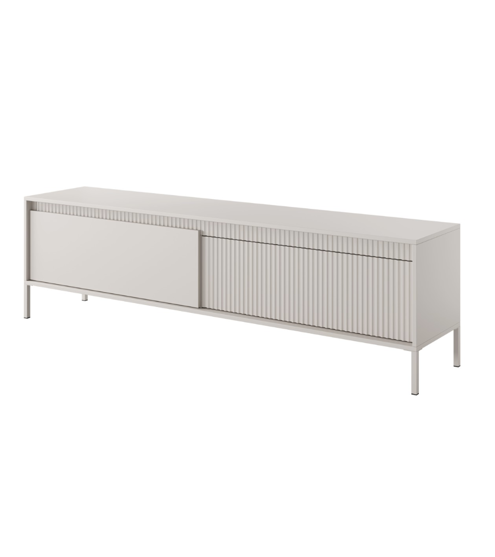 TV-meubel Odense licht eiken, zwart en gehard glas 154 cm