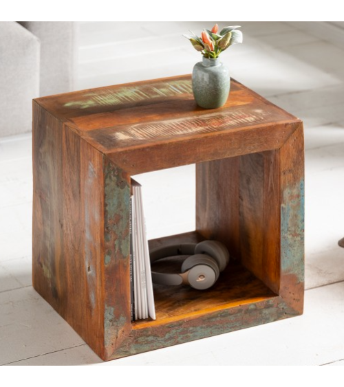 Mesa auxiliar estantería Jakarta 45 cm en madera reciclada