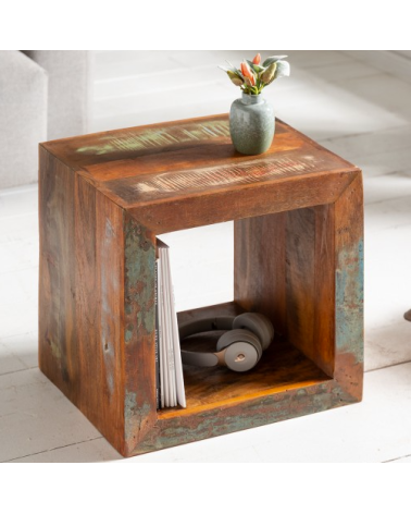 Mesa auxiliar estantería Jakarta 45 cm en madera reciclada