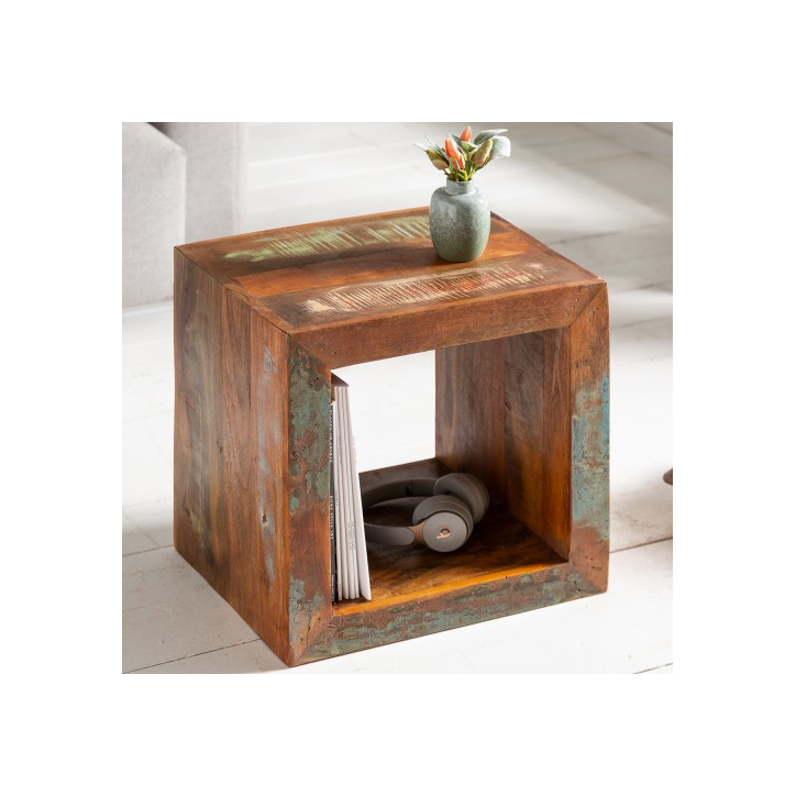 Table d'appoint étagère Jakarta 45 cm en bois recyclé