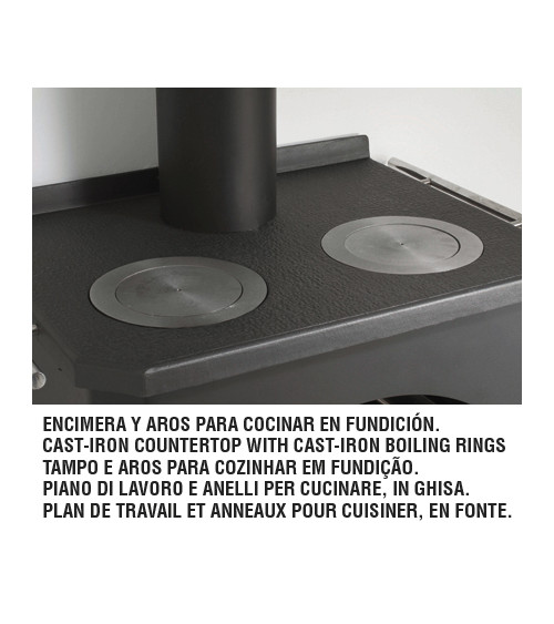 Poêle à bois en fonte côtés en verre 14 kW MARACAY fabrication européenne sur notre boutique en ligne