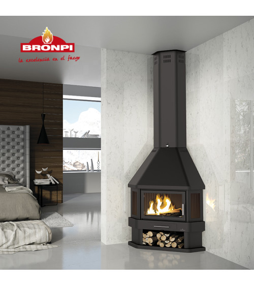 Gietijzeren houtkachel MARACAY 3-zijdig glas 14 kW