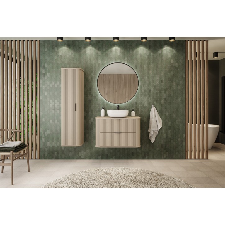 Meuble de salle de bain sous vasque avec colonne - Elégance Crème